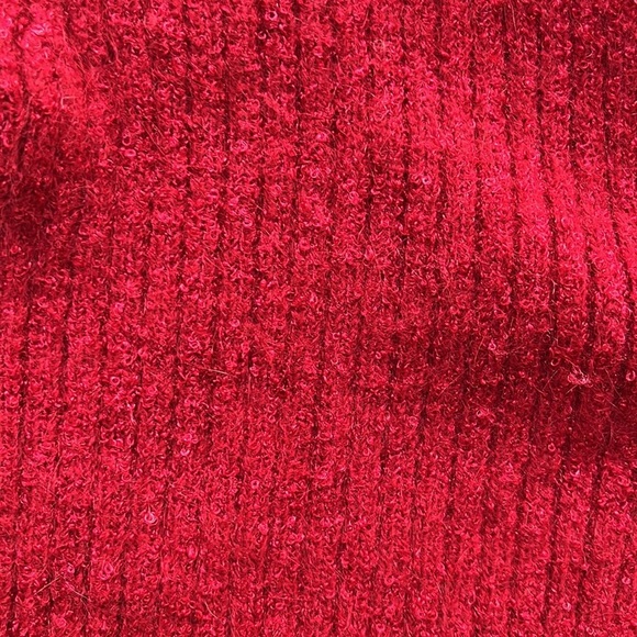 Y2K Vintage Fuzzy Cardigan with super soft red fabric, Circa 2007 - Picture 8 of 17